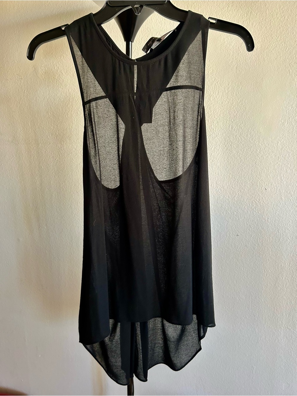 BCBGMaxAzria Black Sheer High-Low Tank Dress